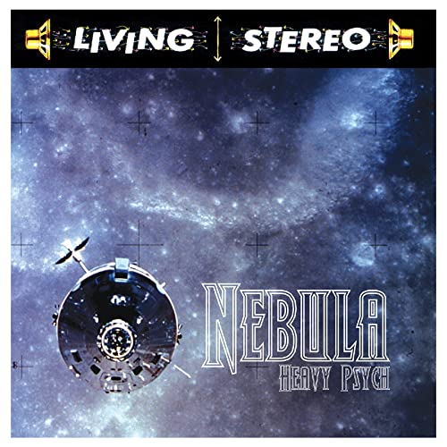 Vinyl record cover with nebula background and spacecraft illustration.