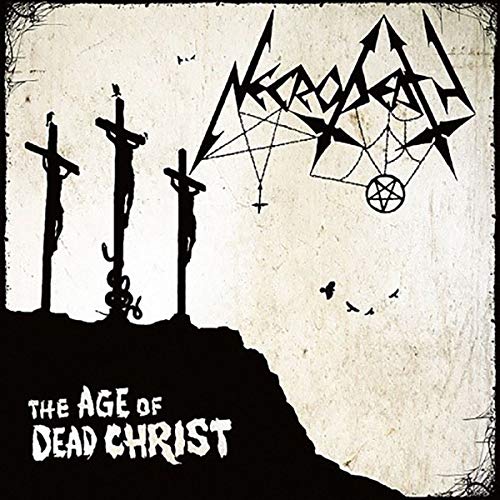 Black and white album cover with crosses, thorns, and band name "Necrodeath.