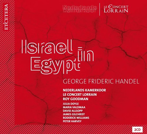 Red album cover with "Israel in Egypt" text and performer names listed.