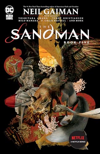 Book cover for "The Sandman Book Five" with illustrated figures and text.