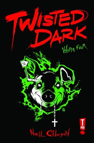 Book cover: pig's head with glowing green cracks and a cross necklace.