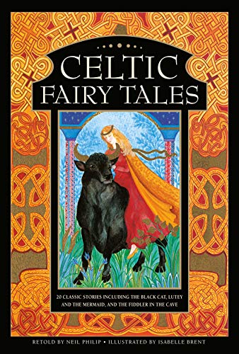 Book cover: “Celtic Fairy Tales” with illustration of woman and bull.