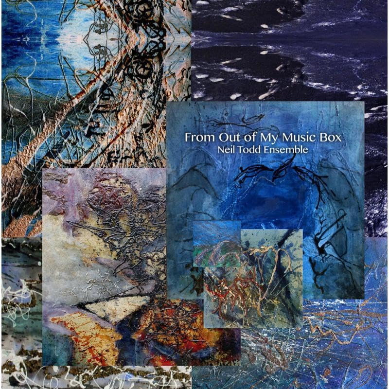 Vinyl album cover with abstract, textured blue and brown artwork.