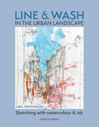 Book cover featuring a loose ink and watercolor sketch of a city street scene.