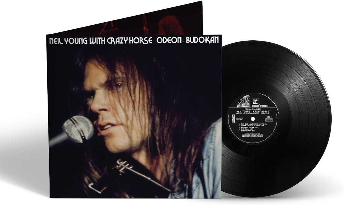 "Neil Young with Crazy Horse vinyl record and album cover featuring Neil Young's image."