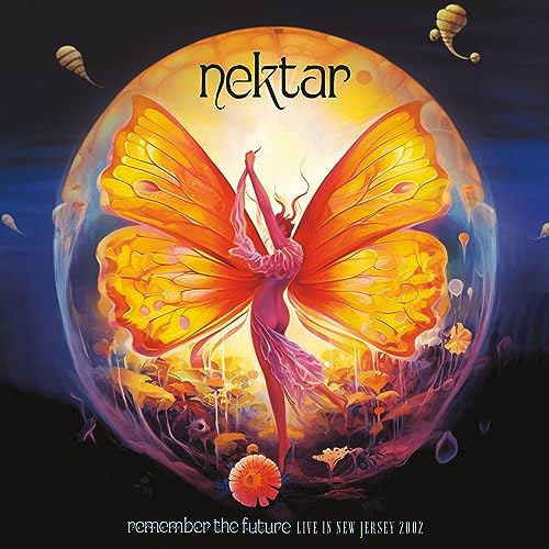 A figure with butterfly wings stands inside a glowing orb against a dark background.