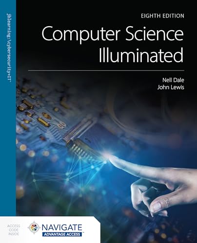 Textbook cover for "Computer Science Illuminated," eighth edition, with circuit board imagery.