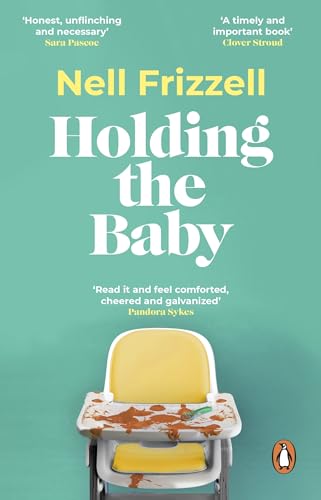 Book cover with title "Holding the Baby" and a messy highchair.