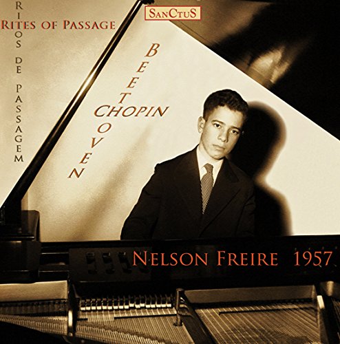 CD cover featuring young pianist Nelson Freire at a grand piano.