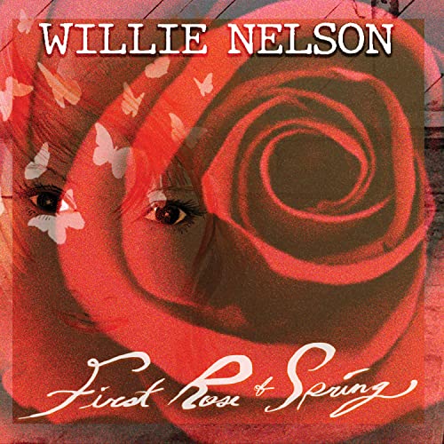 Willie Nelson album cover featuring a red rose and butterflies.