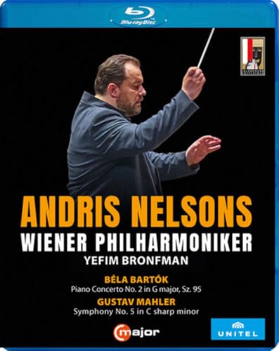 Blu-ray cover featuring conductor Andris Nelsons with text listing Wiener Philharmoniker and musical works.