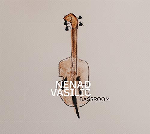 CD cover with a watercolor-style illustration of a double bass.