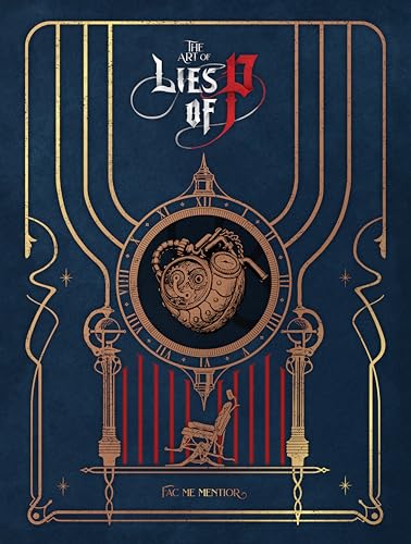The Art of Lies of P book cover features a golden clockwork heart on blue.