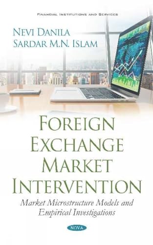 Book cover with laptop displaying financial graphs, titled “Foreign Exchange Market Intervention.”