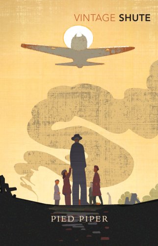 Book cover illustration showing a man and children looking at a plane overhead.