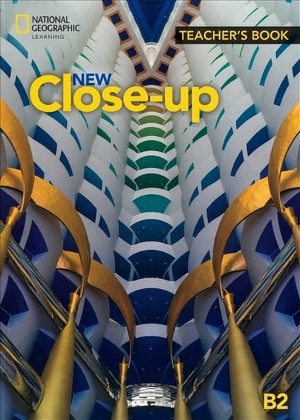 Cover of "NEW Close-up 3E B2 Teacher's Book" with abstract architectural design.