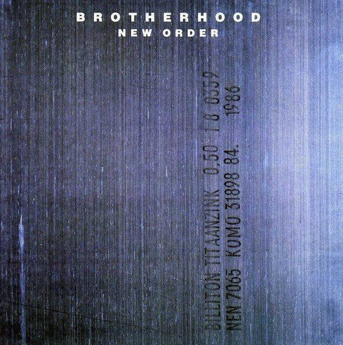 New Order's "Brotherhood" CD cover: textured blue with white text and numbers.