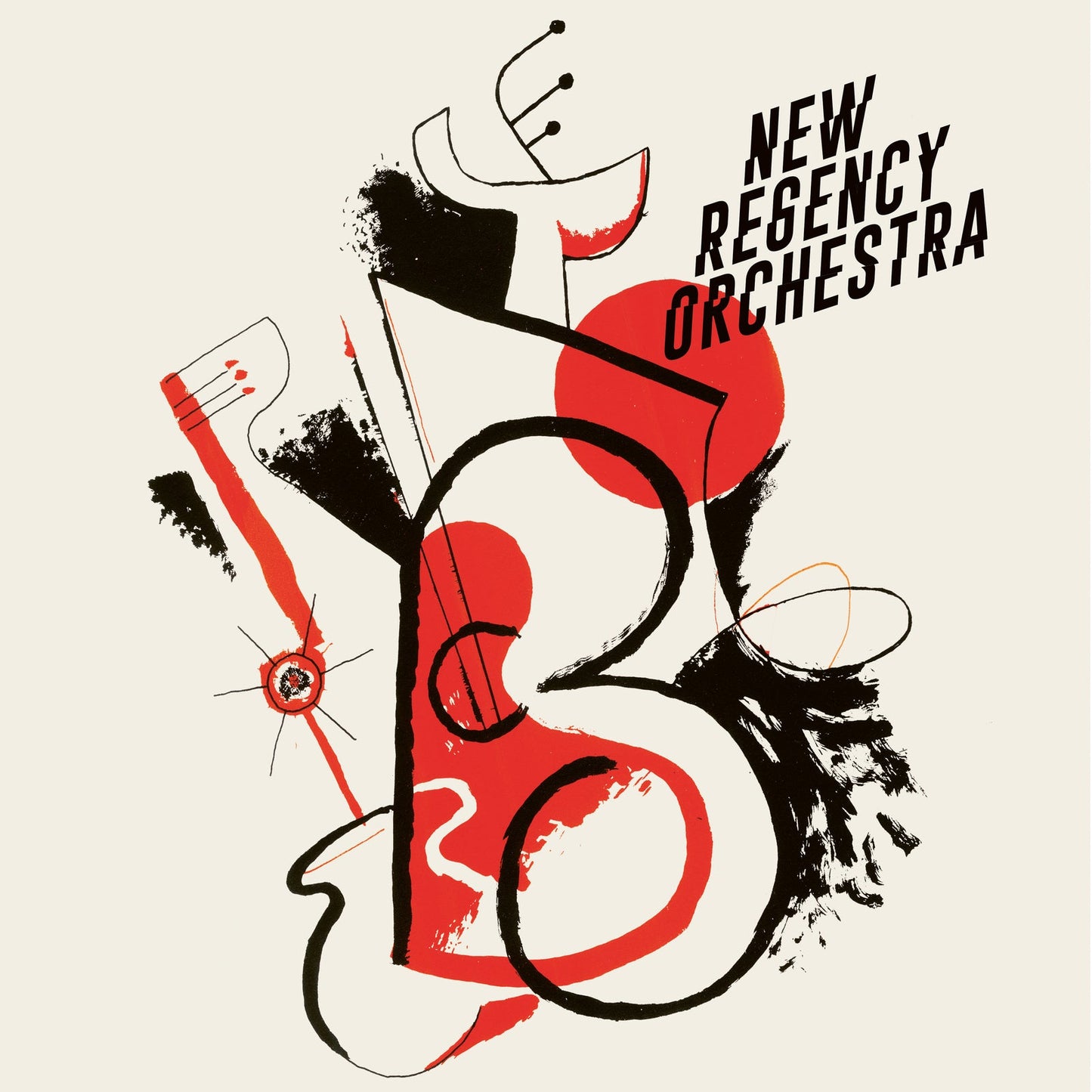 CD cover with abstract red and black shapes, and bold text.
