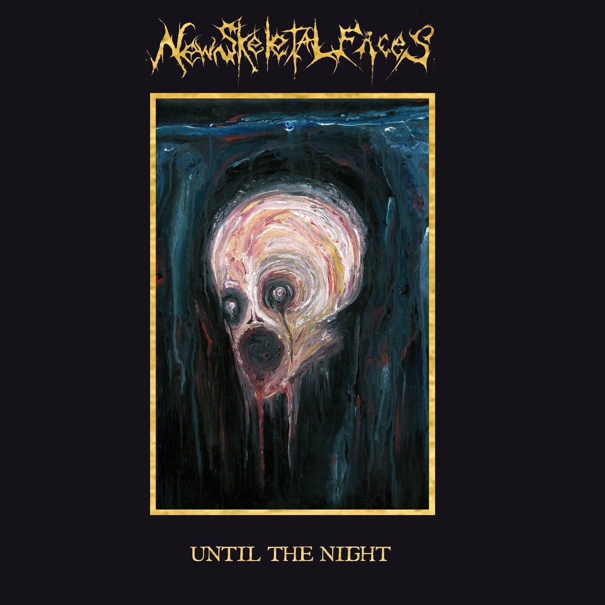 Painted album cover featuring a distorted, pale human head with dripping features.