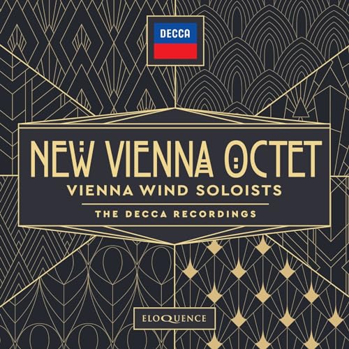 CD cover for “New Vienna Octet” with Art Deco gold pattern.