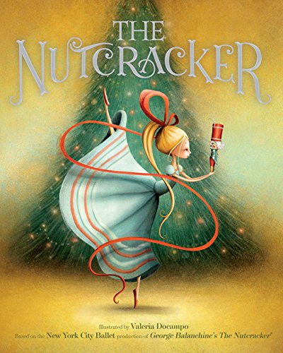 Book cover of "The Nutcracker" featuring a ballerina by a Christmas tree.
