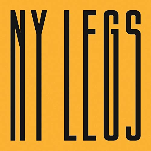 NY LEGS" text in bold, black lines on a solid mustard yellow background.