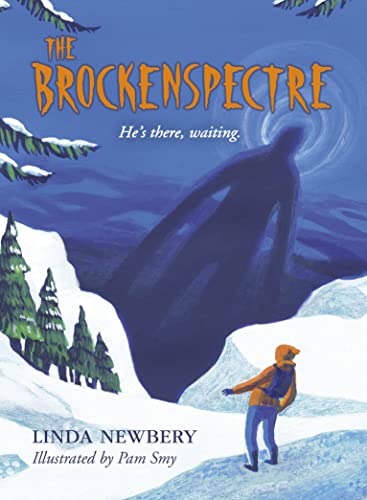 Book cover: snowy mountain scene with a large, shadowy figure and a boy.
