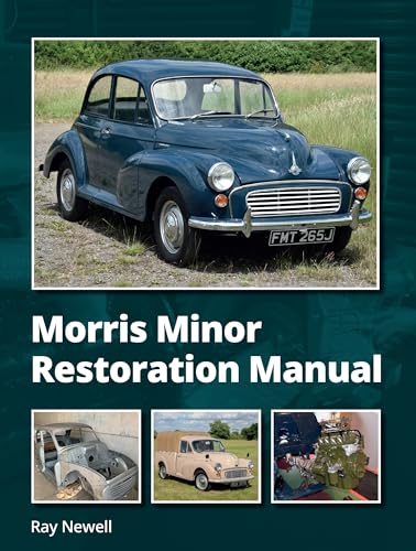 Cover of "Morris Minor Restoration Manual" featuring a classic blue car.