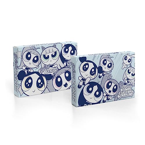 Two NewJeans x Powerpuff Girls CD boxes with cartoon character designs.