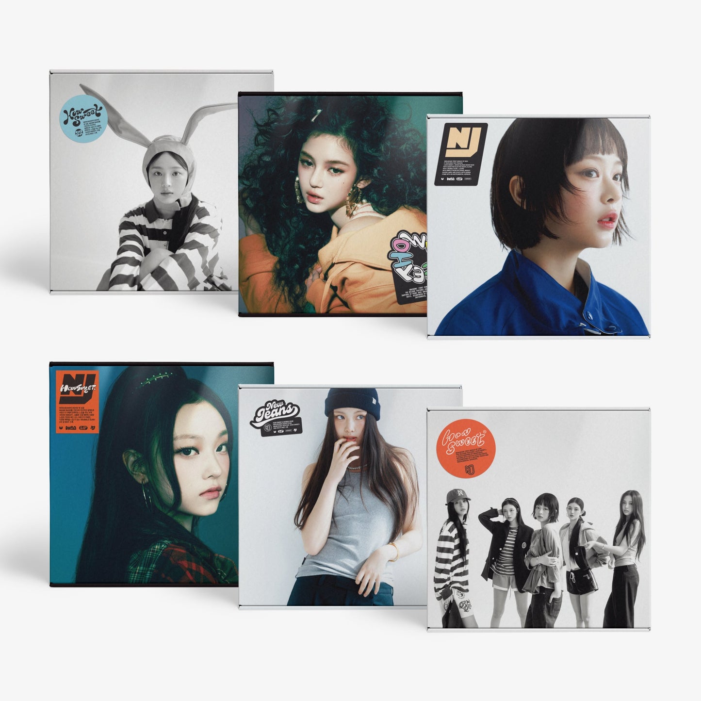 NewJeans "How Sweet" CD package with portraits of young women.