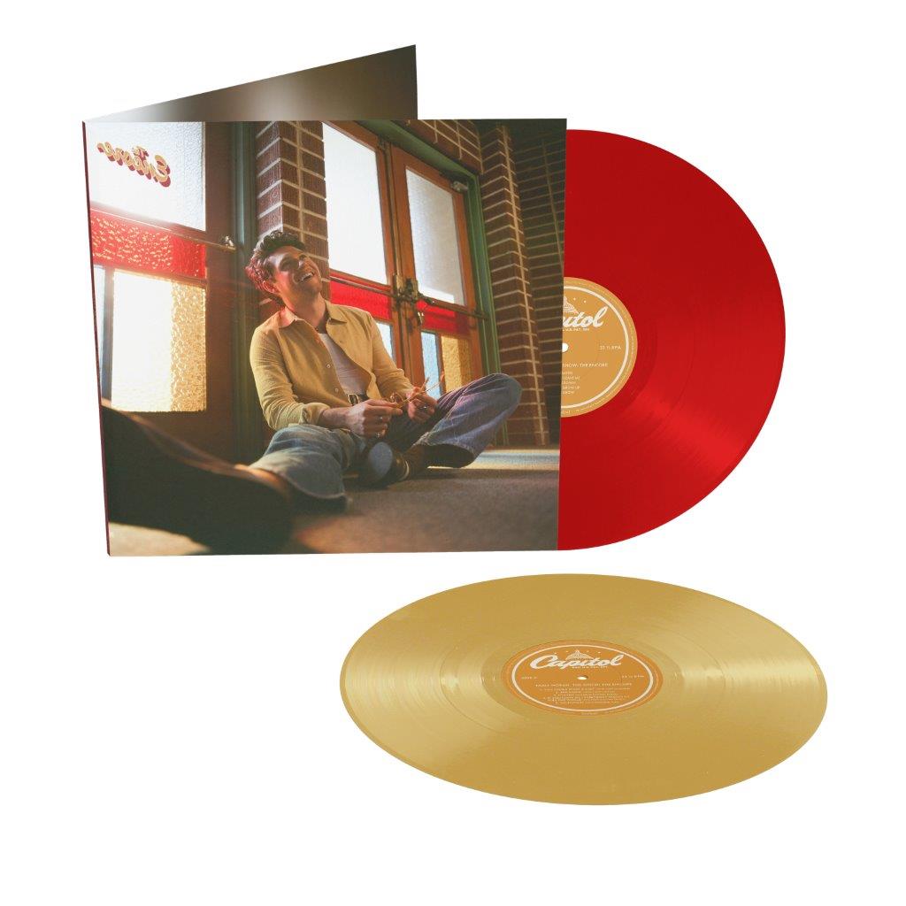 Niall Horan's "The Show" vinyl record, featuring red and gold discs.