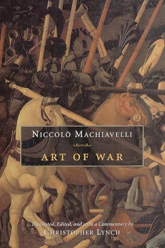 Book cover: “Art of War” by Machiavelli, with a Renaissance battle scene.