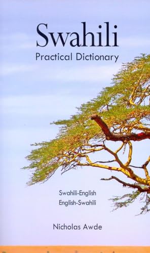 Book cover: “Swahili-English/English-Swahili Practical Dictionary” with tree branch.