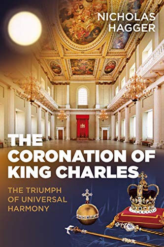 Book cover: Westminster Abbey interior, crown, and title “The Coronation of King Charles”.