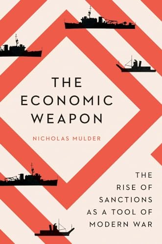 Book cover: red and white geometric design with silhouetted warships.