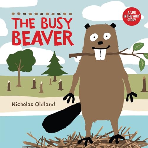 Book cover: cartoon beaver with branch, trees, and blue sky.
