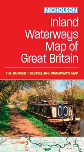 Red Nicholson waterways map cover with a canal boat scene below.
