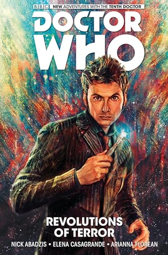 Cover of "Doctor Who" comic featuring the Tenth Doctor with a sonic screwdriver.