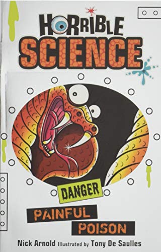 Book cover: "Painful Poison" with cartoon snake and bold text.