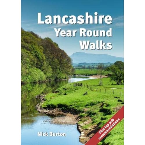 Book cover: "Lancashire Year Round Walks" with a riverside landscape.
