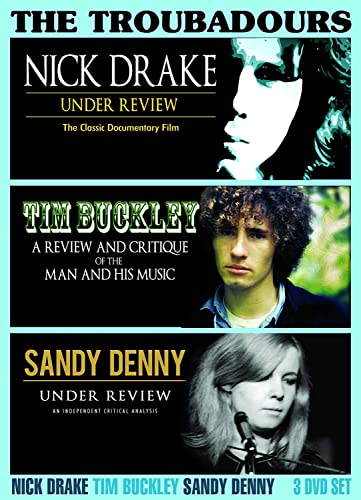 DVD cover featuring portraits of musicians Nick Drake, Tim Buckley, and Sandy Denny.