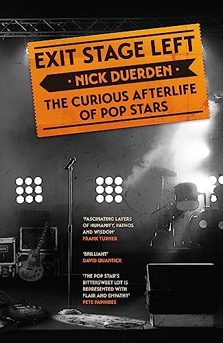 Book cover: "Exit Stage Left" with a stage and microphone illustration.