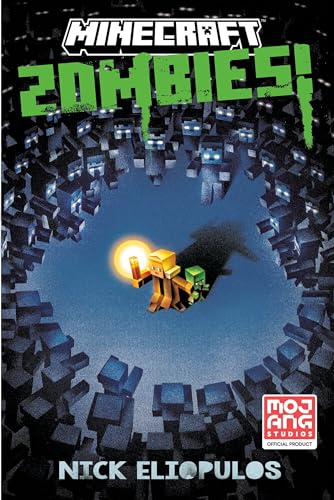 Minecraft novel cover featuring a character holding a torch, surrounded by zombies.