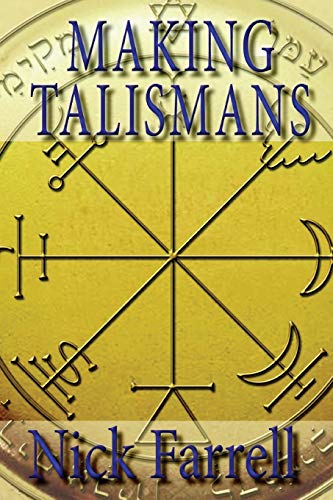 Book cover: “Making Talismans” with golden geometric designs and dark text.