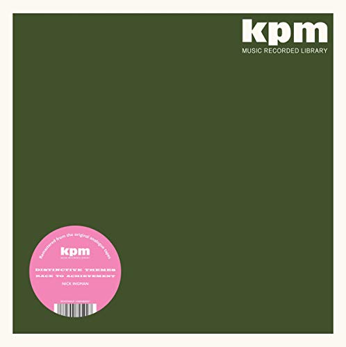 A vinyl record cover with a green background and a pink label.