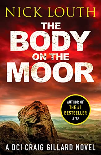 Book cover: "The Body on the Moor" with a moorland landscape.
