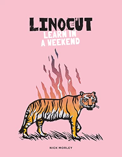 Book cover with a tiger illustration and flames on a pink background.