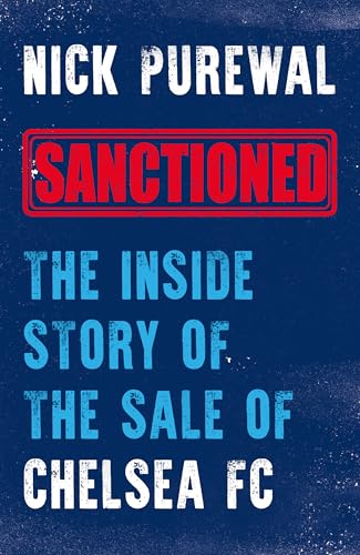Book cover for Sanctioned by Nick Purewal with white and blue text on blue.