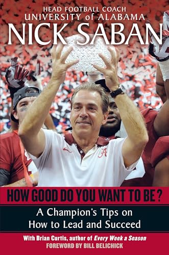 Book cover featuring Nick Saban holding a football, with red background.