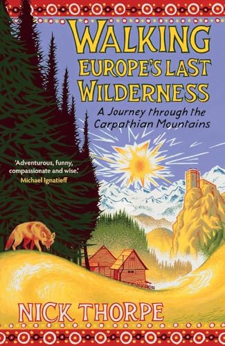 Book cover depicting mountains, forest, village, and a wolf in the foreground.